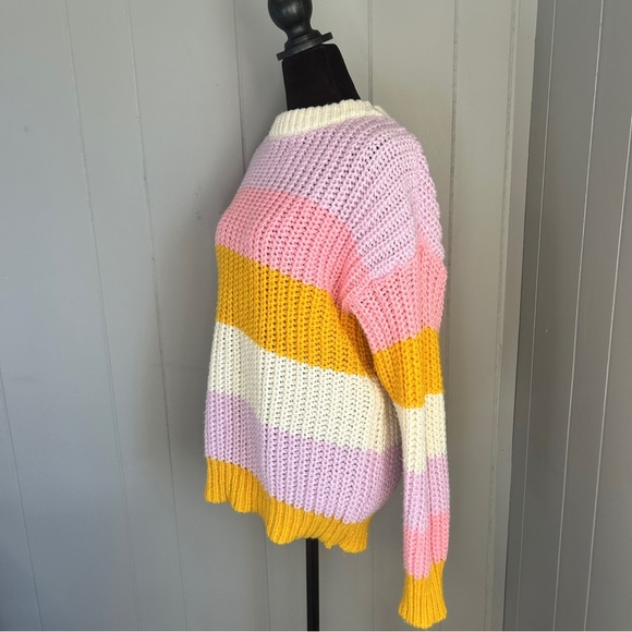 Bibi Chunky Knit Colorful Striped Sweater Size XL - Picture 2 of 9